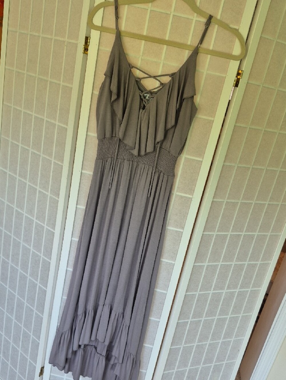 Gray Ruffle Maxi Dress - Picture 4 of 8